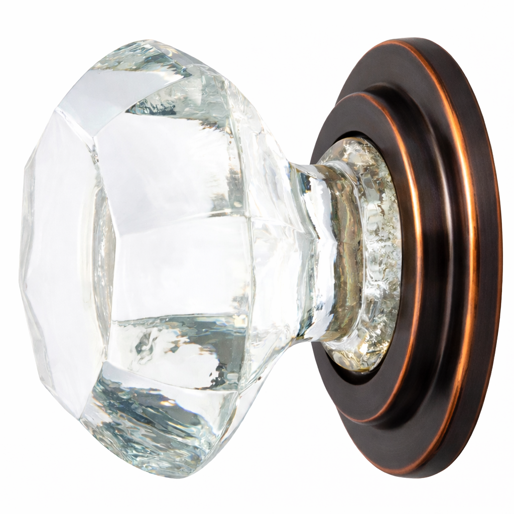 1 3/4 Inch Emtek Old Town Crystal Clear Glass Cabinet and Furniture Knob