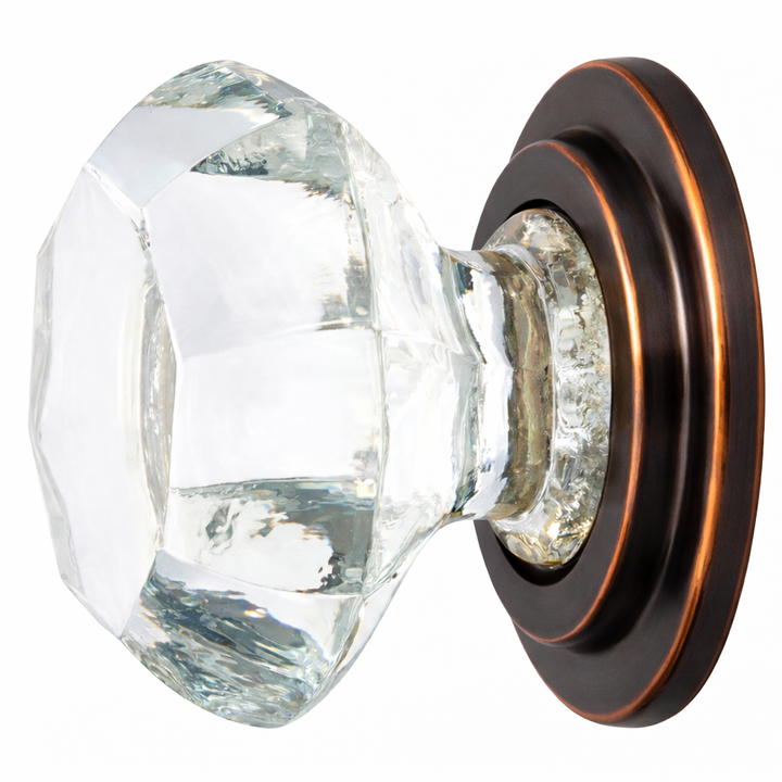 1 3/4 Inch Emtek Old Town Crystal Clear Glass Cabinet and Furniture Knob