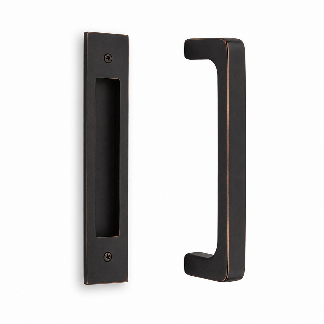 10 Inch Solid Brass Modern Rectangular Brisbane Door Pull Set