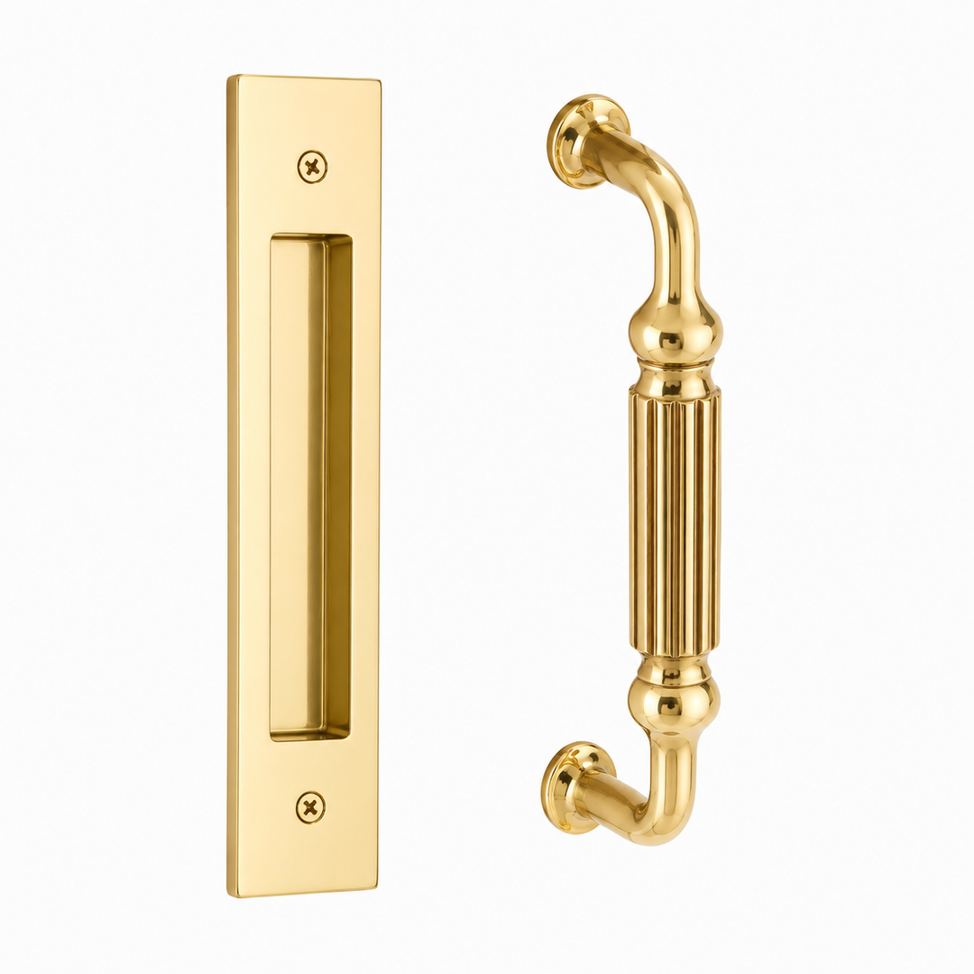 10 Inch Solid Brass Modern Rectangular Knoxville Door Pull Set