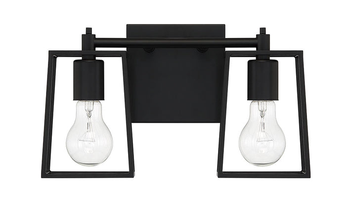 ##Antique Hardware## Dunn 2 Light Vanity in Flat Black