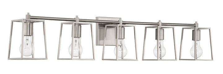 ##Antique Hardware## Dunn 5 Light Vanity in Brushed Polished Nickel