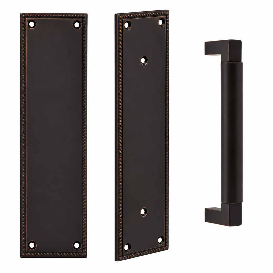 12 Inch Solid Brass Knoxville Hercules Smooth Push & Pull Door Set