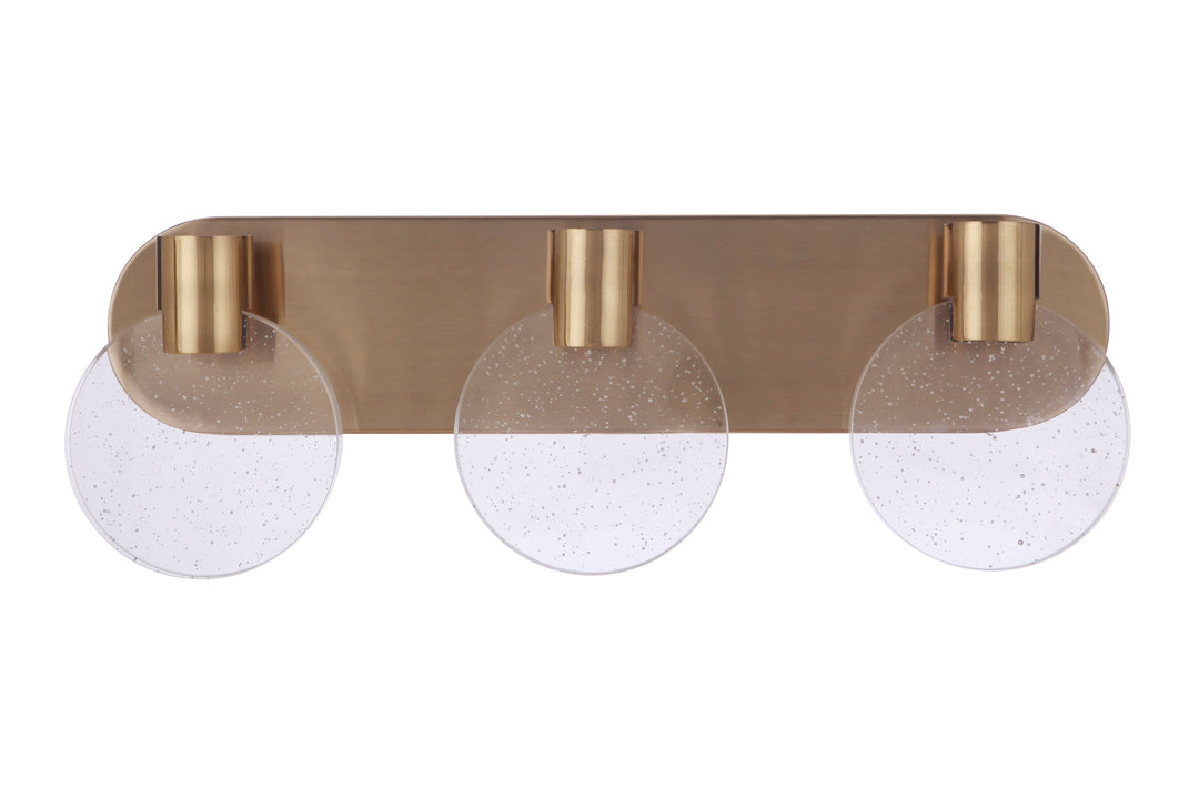 Antique Hardware Glisten 3 Light LED Vanity in Satin Brass Bath and Vanity