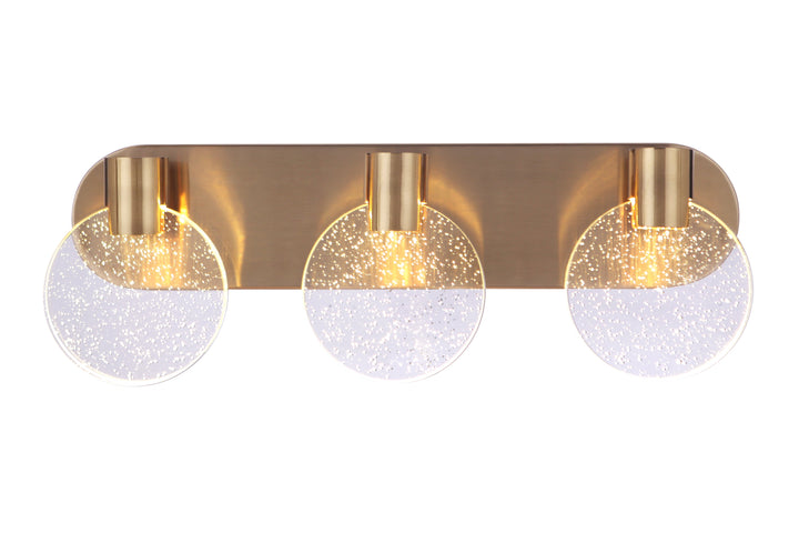 Antique Hardware Glisten 3 Light LED Vanity in Satin Brass Bath and Vanity