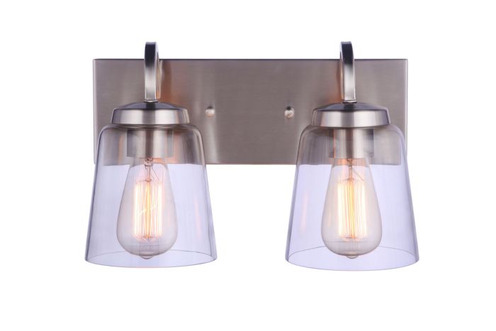 Antique Hardware Elsa 2 Light Vanity in Brushed Polished Nickel Bath and Vanity