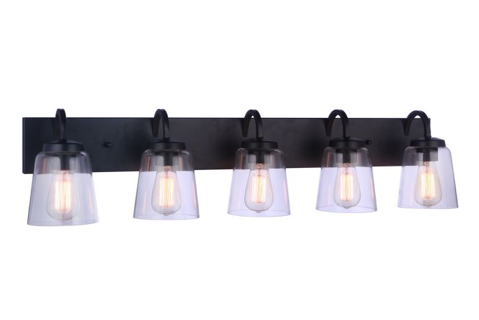 Antique Hardware Elsa 5 Light Vanity in Flat Black Bath and Vanity