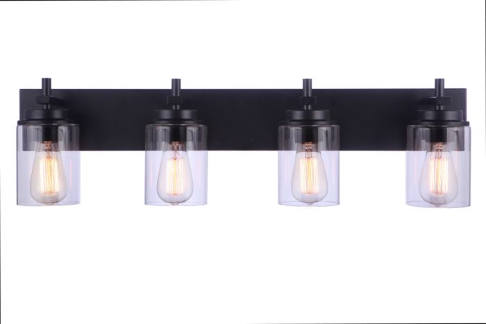 ##Antique Hardware## Reeves 4 Light Vanity in Flat Black