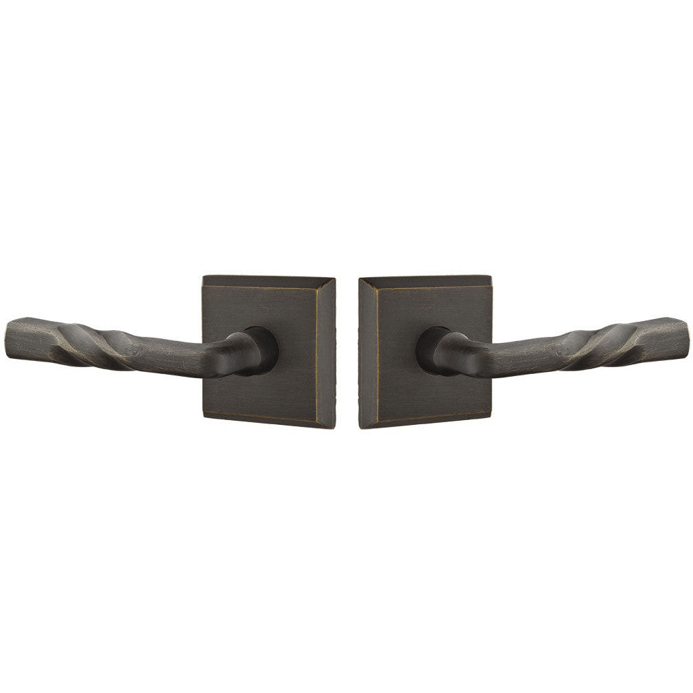 ##Antique Hardware## Solid Brass Sandcast Montrose Lever With Square Rosette