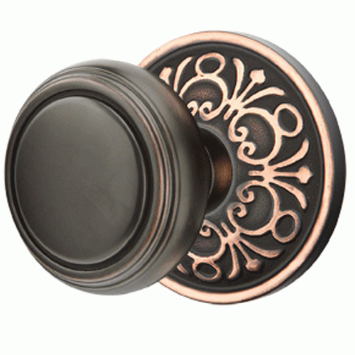 ##Antique Hardware## Solid Brass Norwich Door Knob Set With Lancaster Rosette (Several Finish Options)