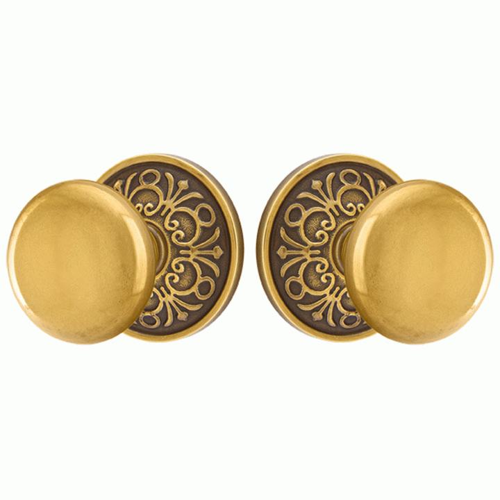##Antique Hardware## Solid Brass Providence Door Knob Set With Lancaster Rosette (Several Finish Options)