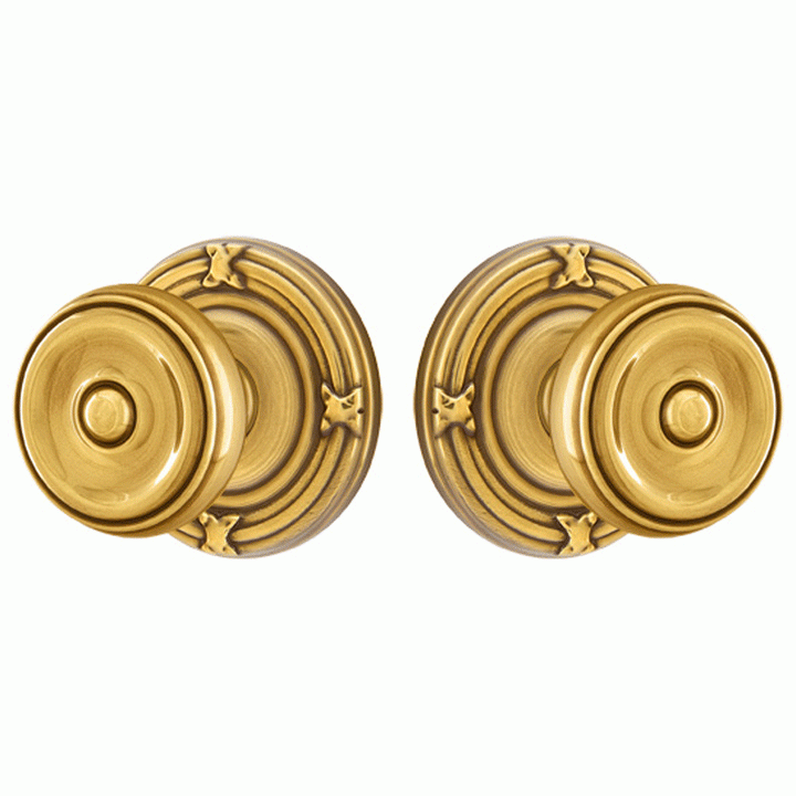 ##Antique Hardware## Solid Brass Waverly Door Knob Set With Ribbon & Reed Rosette (Several Finish Options)