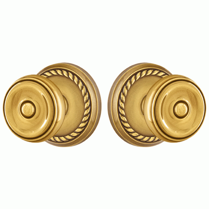 Antique Hardware Emtek Solid Brass Waverly Door Knob Set With Rope Rosette (Several Finish Options) EMTEK DOOR KNOB