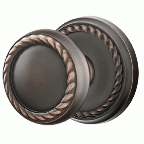 ##Antique Hardware## Solid Brass Rope Door Knob Set With Rope Rosette (Several Finish Options)