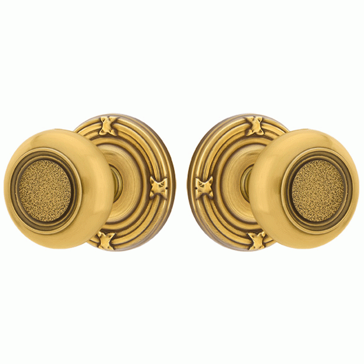 ##Antique Hardware## Solid Brass Belmont Door Knob Set With Ribbon & Reed Rosette (Several Finish Options)