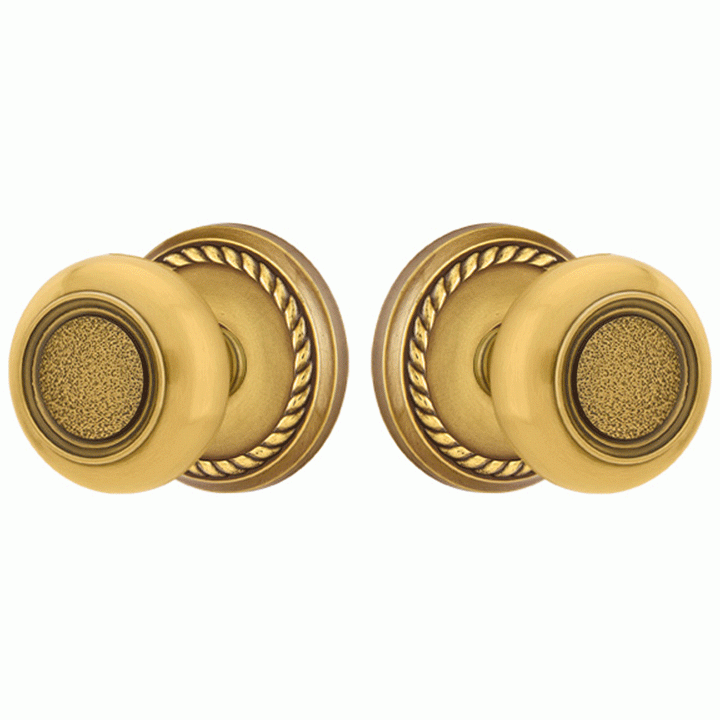 ##Antique Hardware## Solid Brass Belmont Door Knob Set With Rope Rosette (Several Finish Options)