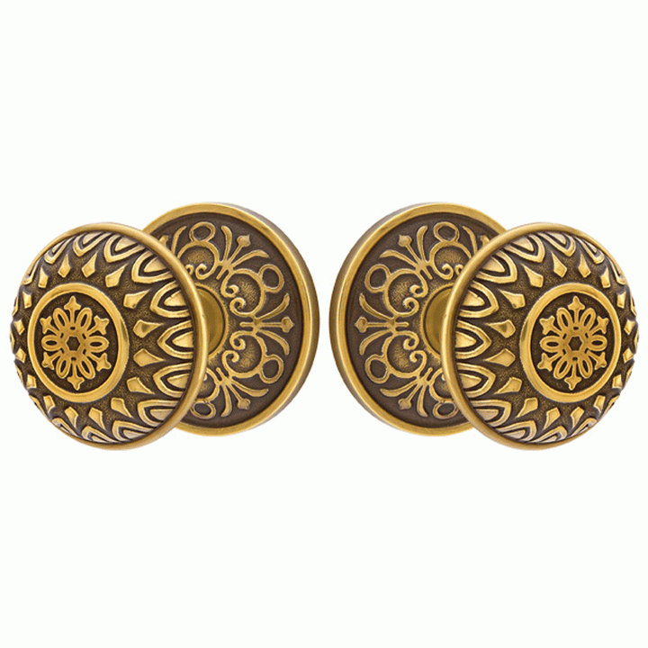 ##Antique Hardware## Solid Brass Lancaster Door Knob Set With Lancaster Rosette (Several Finish Options)