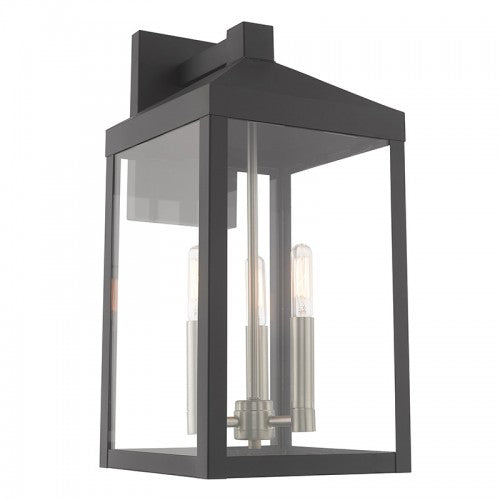 ##Antique Hardware## 3 Light Scandinavian Gray Outdoor Wall Lantern