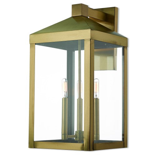 Antique Hardware 3 Light Antique Brass Outdoor Wall Lantern Lantern