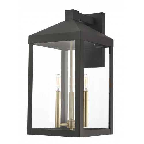 ##Antique Hardware## 3 Light Bronze Outdoor Wall Lantern
