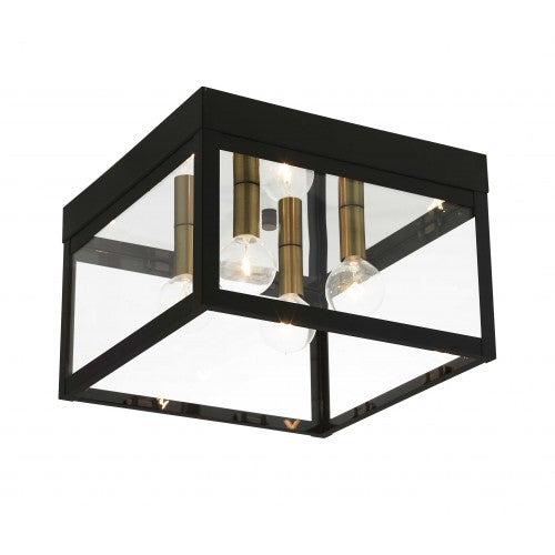 ##Antique Hardware## 4 Light Bronze Outdoor Ceiling Mount