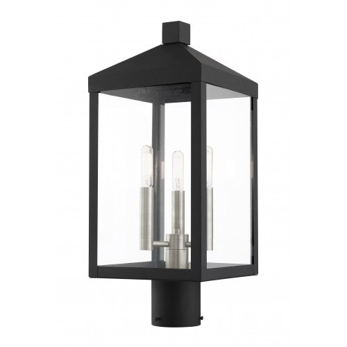 Antique Hardware 3 Light Black Outdoor Post Top Lantern Post