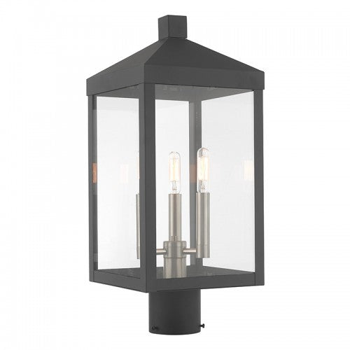 Antique Hardware 3 Light Scandinavian Gray Outdoor Post Top Lantern Post