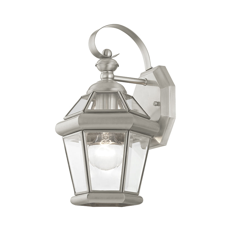 ##Antique Hardware## 1 Light Brushed Nickel Outdoor Wall Lantern