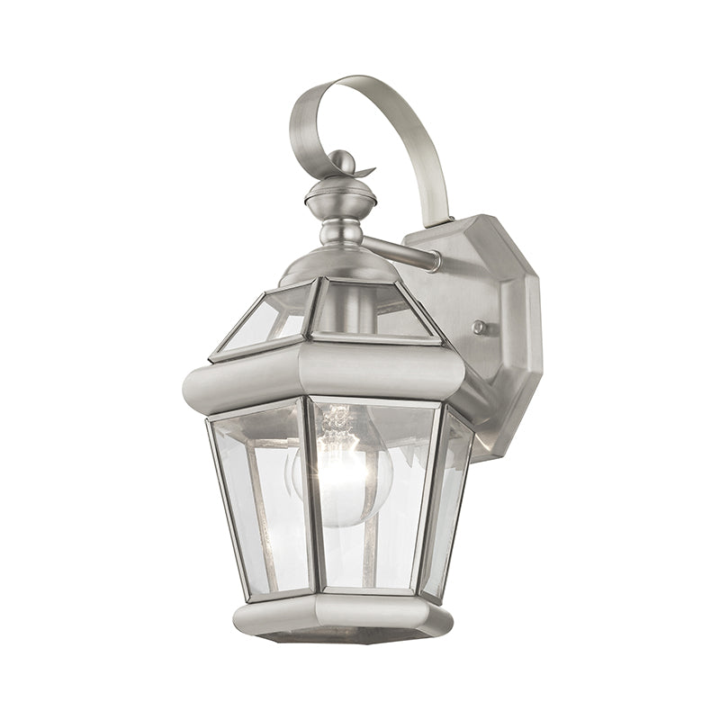 ##Antique Hardware## 1 Light Brushed Nickel Outdoor Wall Lantern