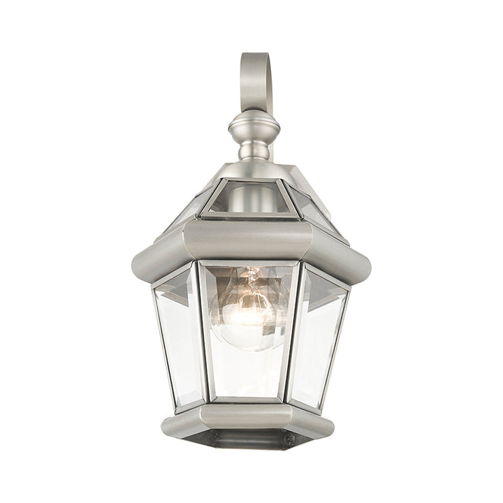 ##Antique Hardware## 1 Light Brushed Nickel Outdoor Wall Lantern
