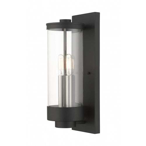 ##Antique Hardware## 2 Light Textured Black Outdoor Wall Lantern