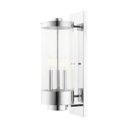 ##Antique Hardware## 3 Light Polished Chrome Outdoor Wall Lantern