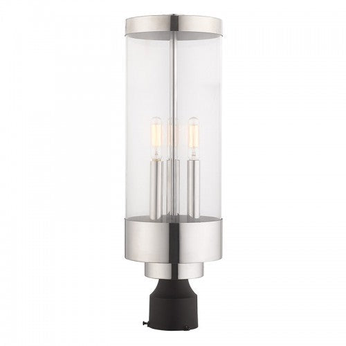 Antique Hardware 3 Light Polished Chrome Outdoor Post Top Lantern Post