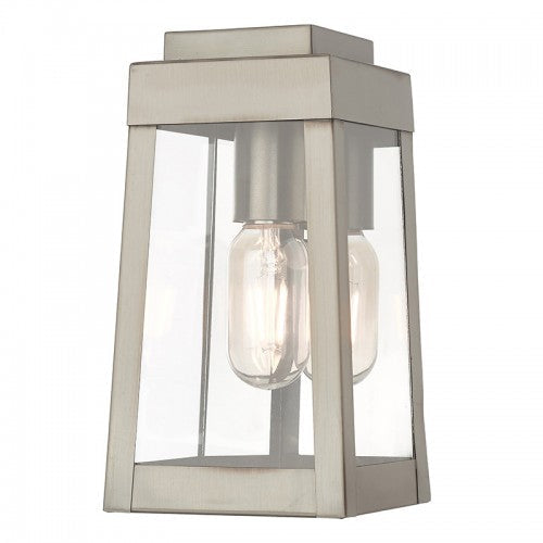 ##Antique Hardware## 1 Light Brushed Nickel Outdoor Wall Lantern