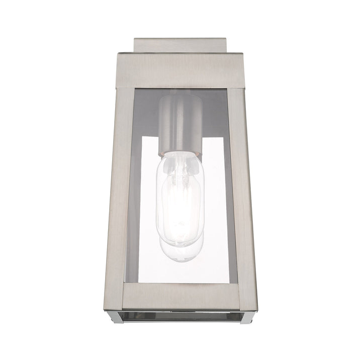 ##Antique Hardware## 1 Light Brushed Nickel Outdoor Wall Lantern
