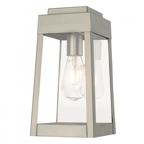##Antique Hardware## 1 Light Brushed Nickel Outdoor Wall Lantern