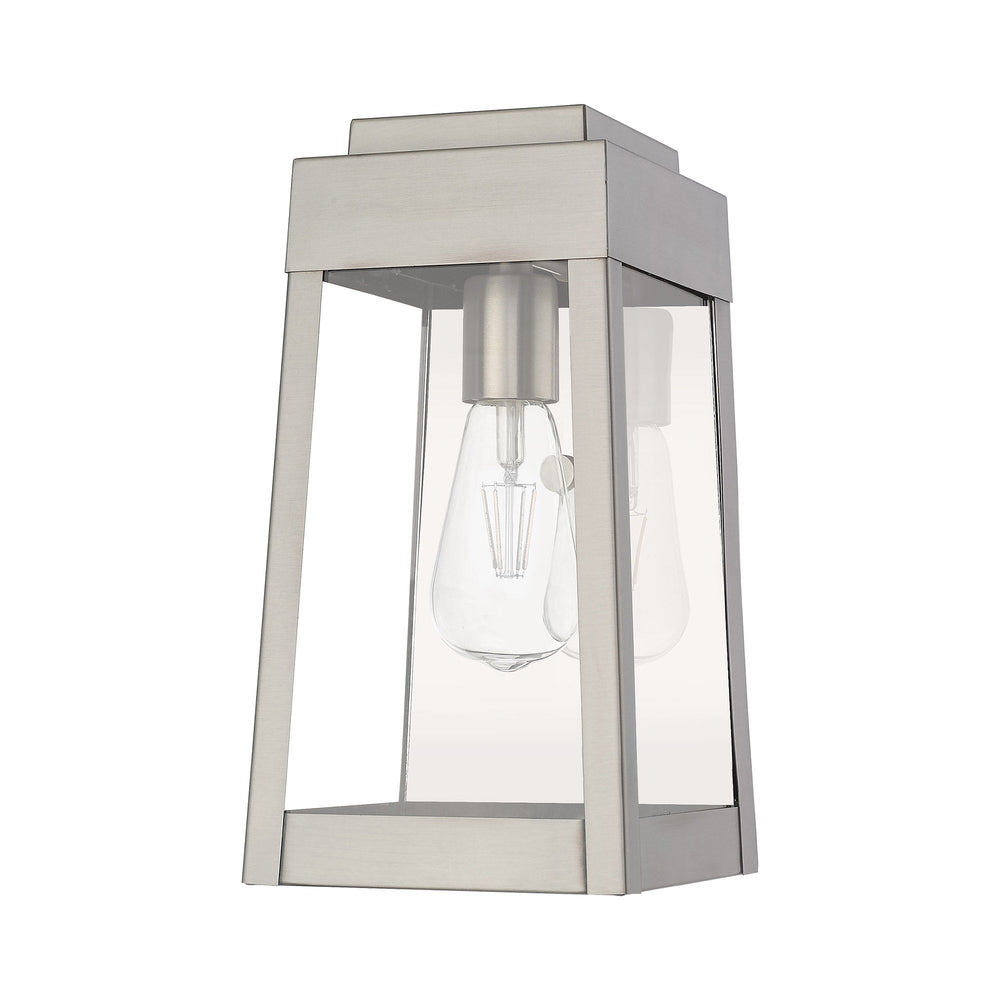 ##Antique Hardware## 1 Light Brushed Nickel Outdoor Wall Lantern