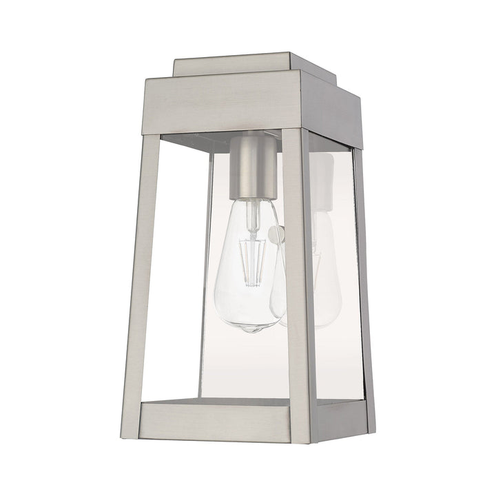##Antique Hardware## 1 Light Brushed Nickel Outdoor Wall Lantern