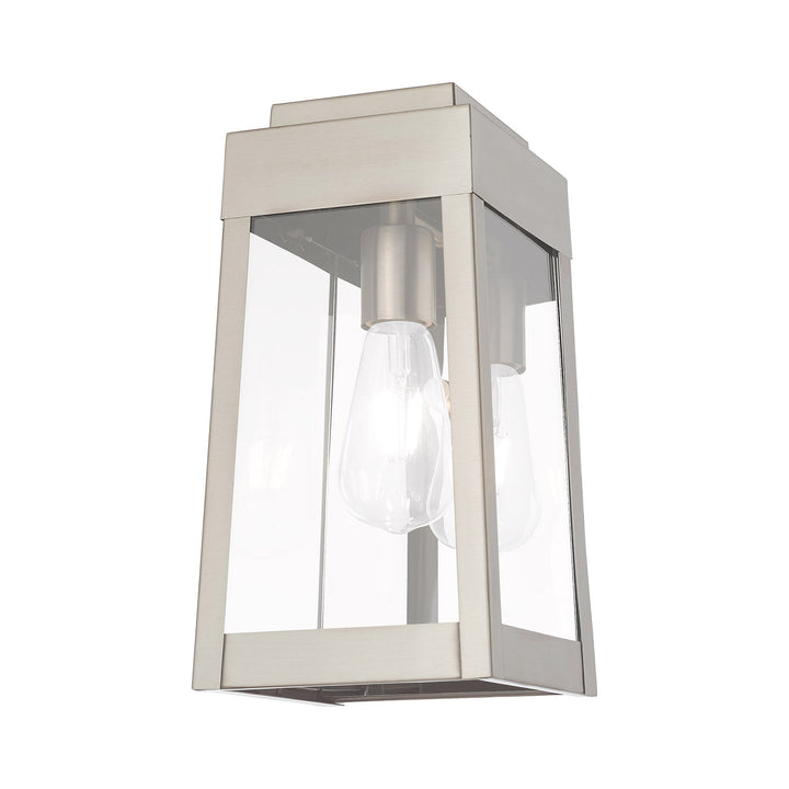 ##Antique Hardware## 1 Light Brushed Nickel Outdoor Wall Lantern