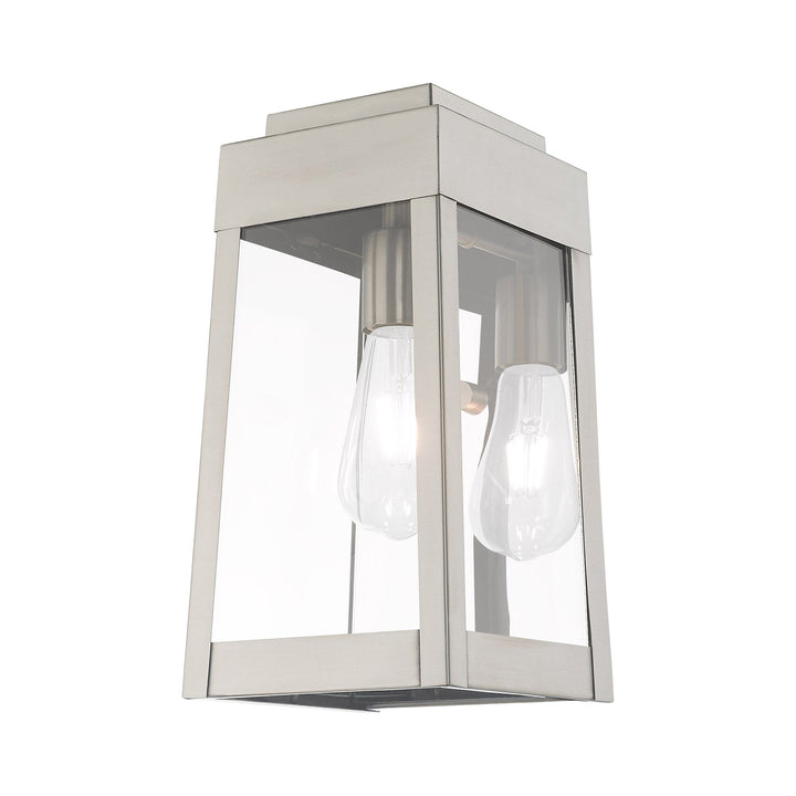 ##Antique Hardware## 1 Light Brushed Nickel Outdoor Wall Lantern