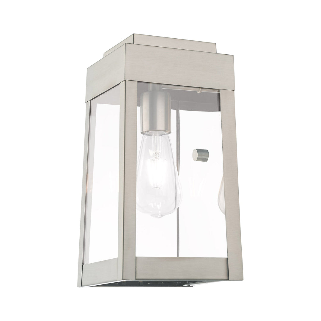 ##Antique Hardware## 1 Light Brushed Nickel Outdoor Wall Lantern