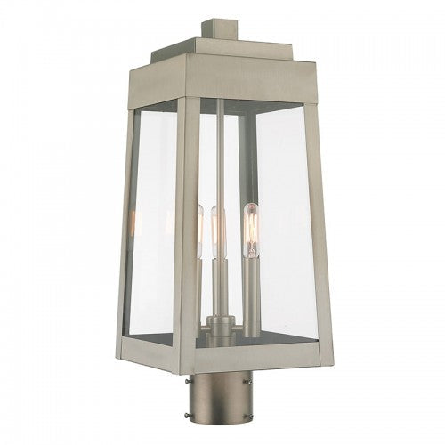 Antique Hardware 3 Light Brushed Nickel Outdoor Post Top Lantern Post