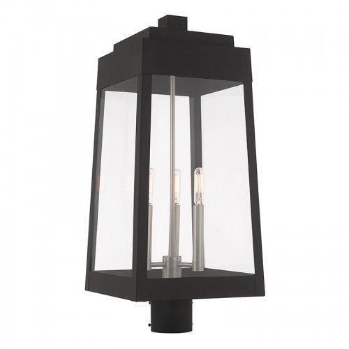 ##Antique Hardware## 3 Light Black Outdoor Post Top Lantern