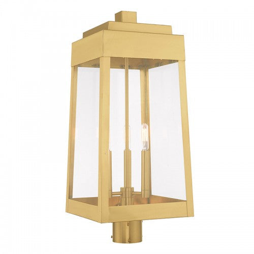 Antique Hardware 3 Light Satin Brass Outdoor Post Top Lantern Post