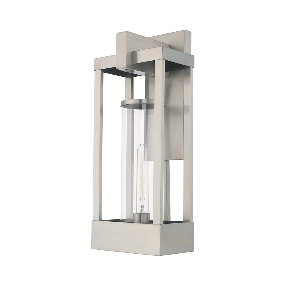 ##Antique Hardware## 1 Light Brushed Nickel Outdoor Wall Lantern