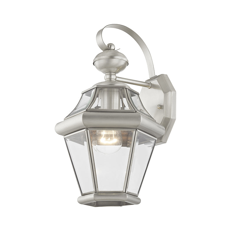 ##Antique Hardware## 1 Light Brushed Nickel Outdoor Wall Lantern