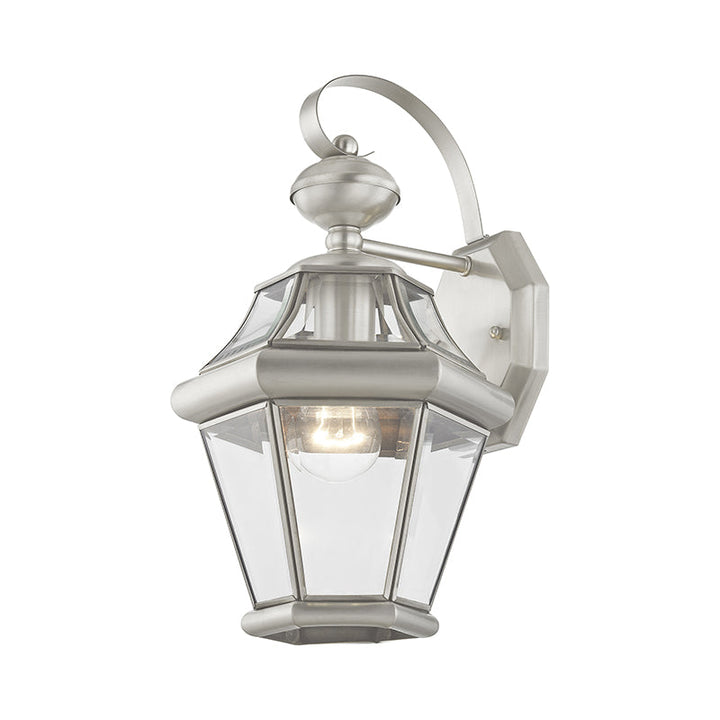 ##Antique Hardware## 1 Light Brushed Nickel Outdoor Wall Lantern
