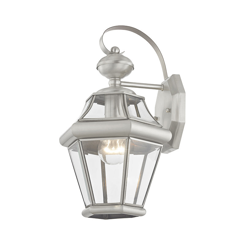 ##Antique Hardware## 1 Light Brushed Nickel Outdoor Wall Lantern