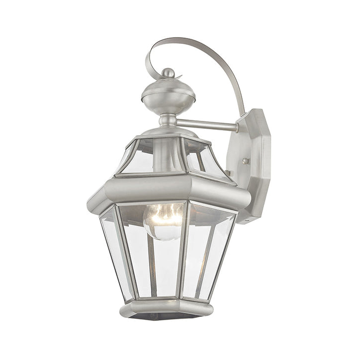 ##Antique Hardware## 1 Light Brushed Nickel Outdoor Wall Lantern