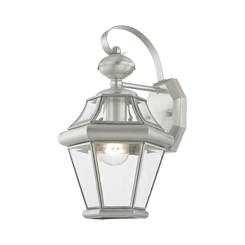 ##Antique Hardware## 1 Light Brushed Nickel Outdoor Wall Lantern